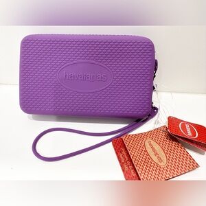 Havaianas Purple Silicone Zipper Zip Around Wristlet Water Resistant NEW…